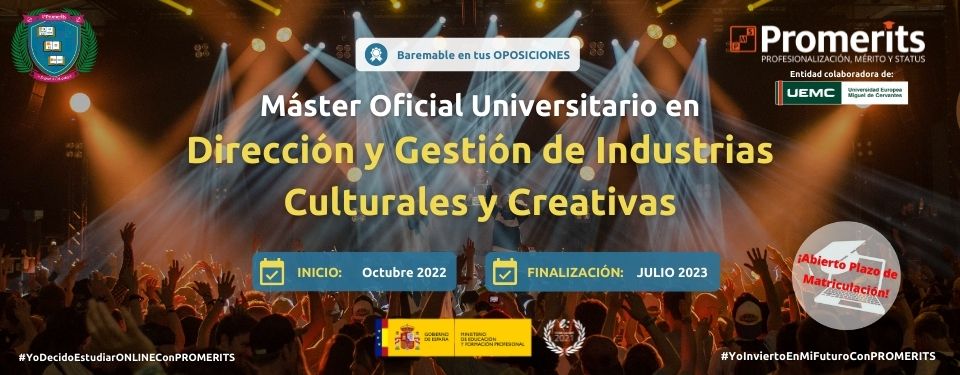 Nuevo Máster Universitario Dirección y Gestión de Industrias Culturales y Creativas